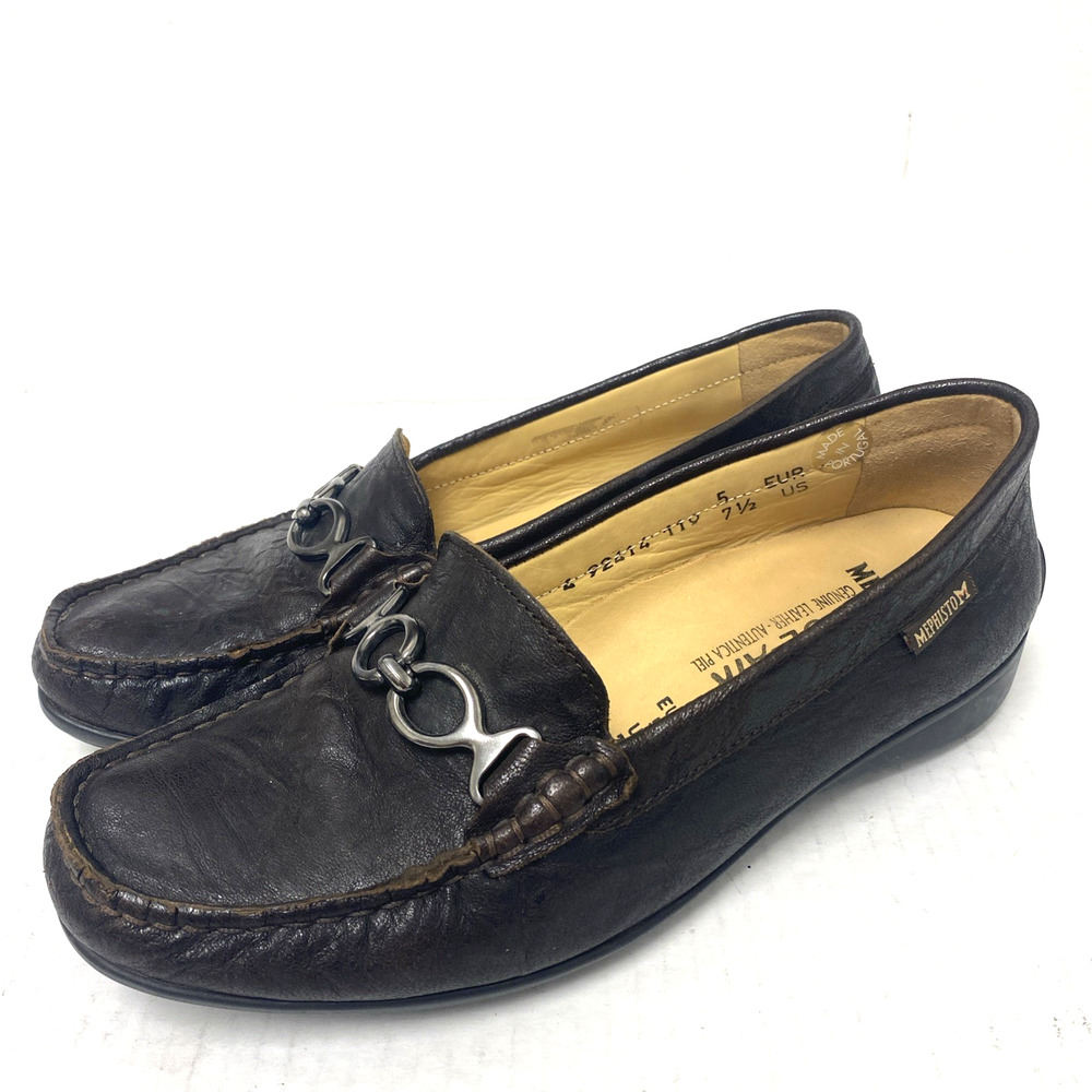 Mephisto Women's Loafer Brown Leather Moc Toe Slip On Flat Comfort 7.5 US - Picture 5 of 10